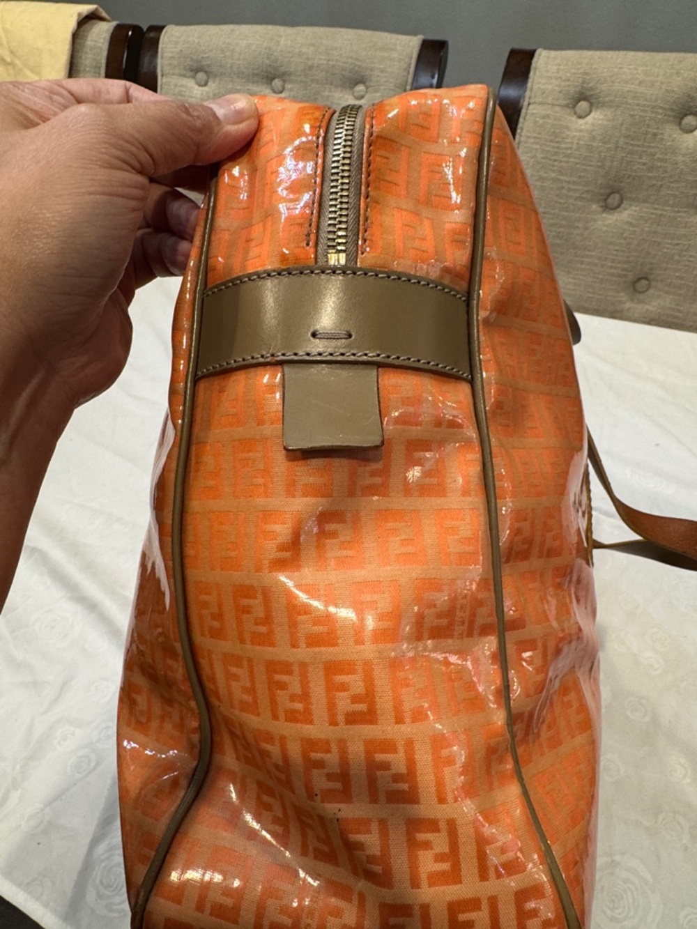 Authentic Fendi Orange FF Monogram Weekender bag - Picture 9 of 16